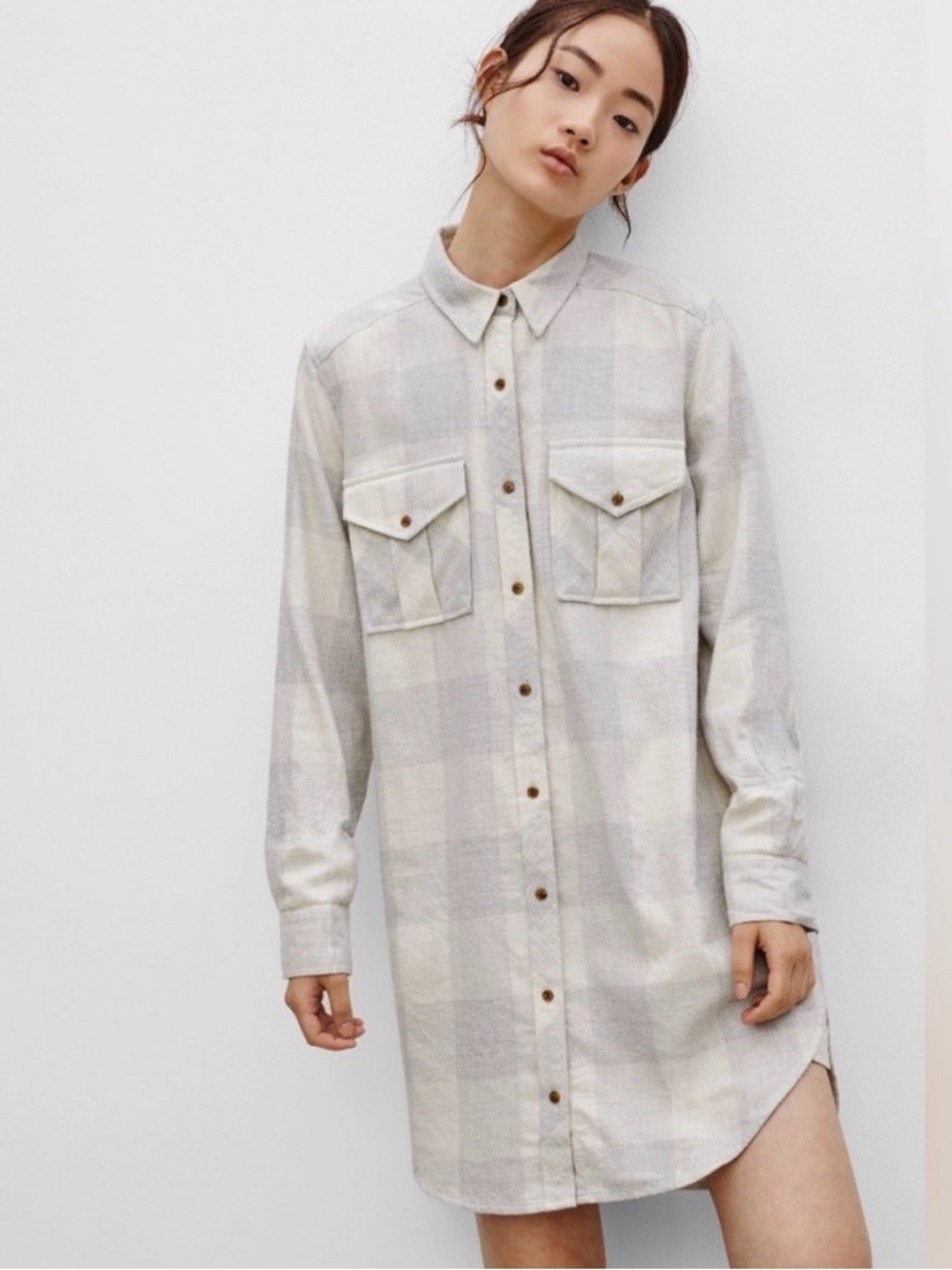 Wilfred Free Veronika Plaid Grey Dress, Size XS